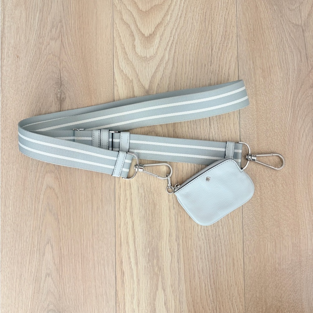 Kate Spade Gray and White Adjustable Strap with Pouch